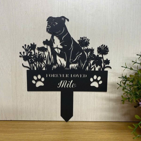 Personalized American Pit Bull Memorial Metal Stake, Custom Pet Grave Marker,dog Loss Metal Garden Stake, Dog Sympathy Sign, Dog Memorial Metal Plaque
