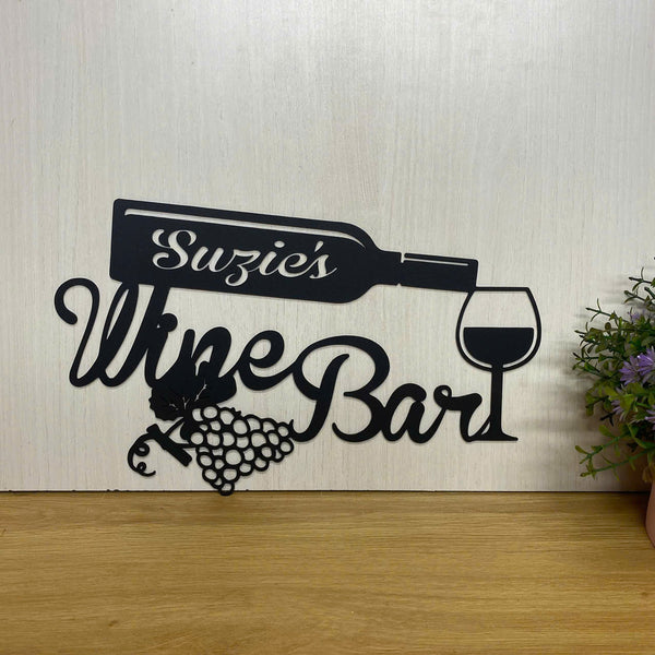 Custom Wine Bar Metal Name Sign, Metal Grapes Wine Sign, Home Bar Restaurant Farmhouse Metal Art Decor, Patio Pool Bar Drink Metal Wall Sign