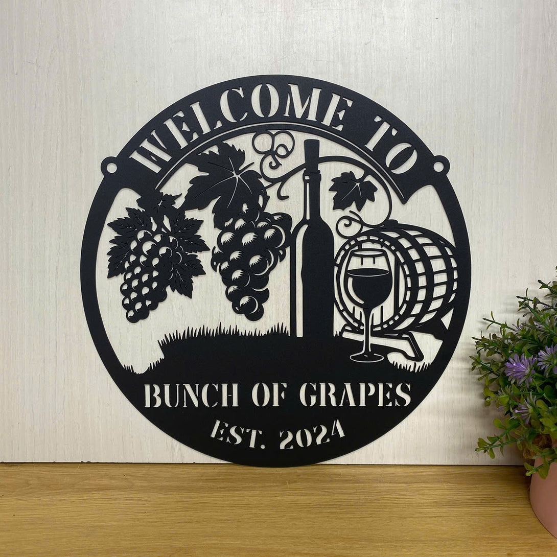 Custom Grapes Garden Metal Farm Sign, Vineyard Metal Garden Sign, Personalized Vineyard Outdoor Metal Sign, Vineyard Farm Sign, Grapes Wine Metal Sign