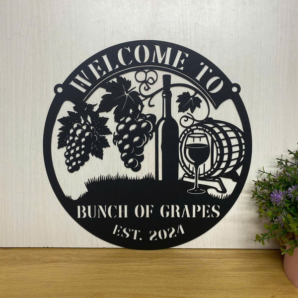 Custom Grapes Garden Metal Farm Sign, Vineyard Metal Garden Sign, Personalized Vineyard Outdoor Metal Sign, Vineyard Farm Sign, Grapes Wine Metal Sign