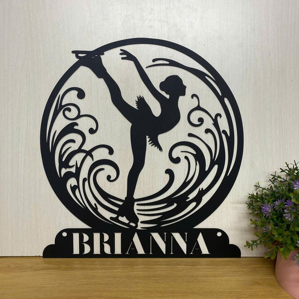 Personalized Girl Figure Skating Metal Wall Art, Custom Figure Skater Metal Name Sign, Figure Skating Sport Metal Wall Decor, Ice Skating Metal Sign