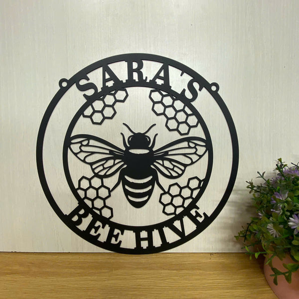 Custom Honey Bee Metal Wall Art, Personalized Gardener Bee Keeper Metal Sign With Name, Welcome Family Bee Sign, Bee Hive Metal Sign Garden Decor