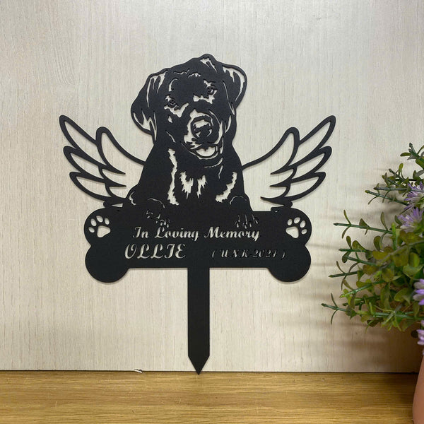 Custom Labrador Retriever Dog Memorial Garden Stake, Labrador Dog With Wings Metal Yard Sign, Angel Dog Metal Grave Marker, Pet Loss Sympathy Stake
