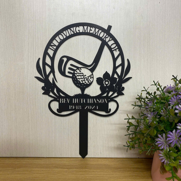 Personalized Golfer Memorial Metal Stake, Custom Golfing Metal Garden Stake, Golfer Loss Metal Grave Marker Sign, Golf Metal Yard Sign With Stake