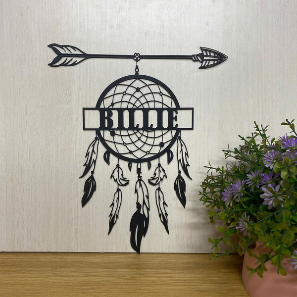 Personalized Dreamcatcher Metal Name Sign Wall Art Decor, Dreamcatcher Boho Style Metal Wall Hanging, Dreamcatcher Living Room Bedroom Metal Sign