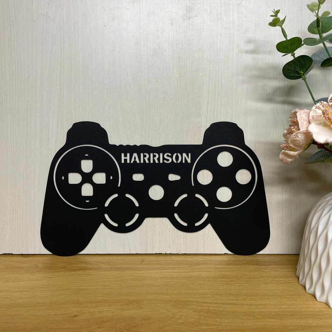 Personalized Game Controller Metal Wall Art, Custom Gamer Metal Name Sign, Game Room Metal Wall Hanging, Game Zone Kids Room Metal Wall Art Decor