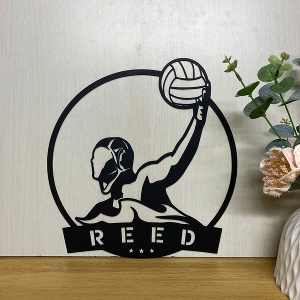 Personalized Water Polo Sport Monogram Metal Wall Art, Custom Water Polo Player Metal Name Sign, Water Polo Sport Man Cave Metal Wall Hanging Decor