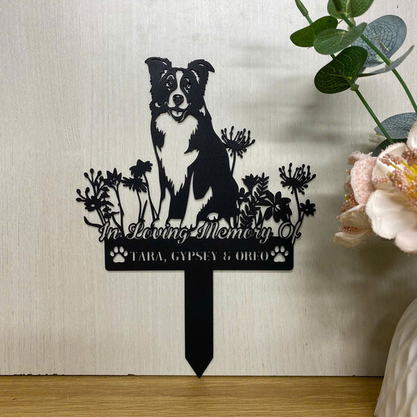 Custom Border Collie Dog Memorial Metal Stake Sign, Pet Loss Metal Grave Marker Sign, In Loving Memory Dog Metal Stake, Dog Memorial Remembrance Stake