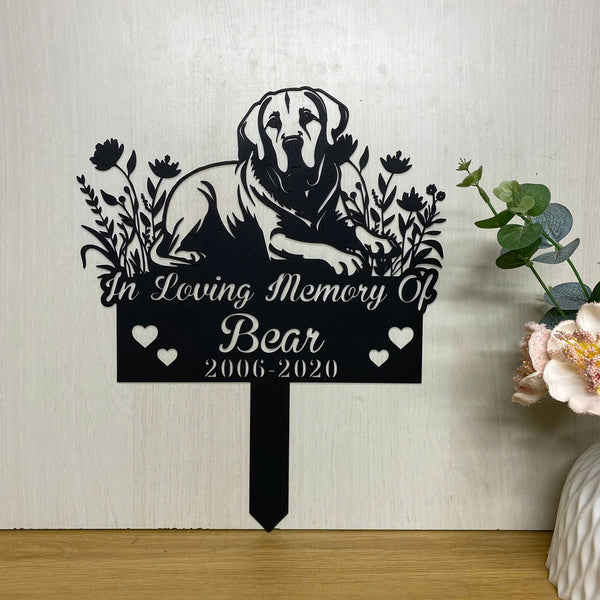 Personalized Labrador Dog Memorial Garden Stake, In Loving Memory Of Dog Metal Grave Marker, Pet Loss Remembrance Stake, Dog Metal Yard Sign