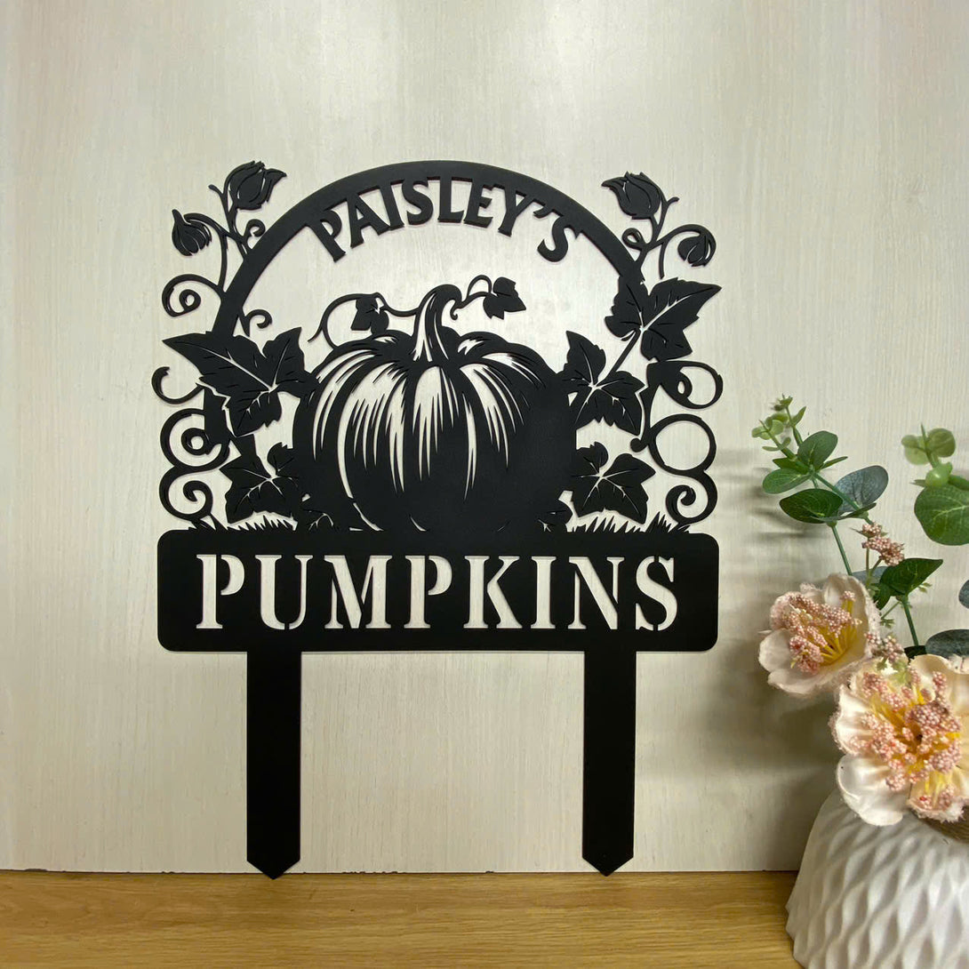 Custom Pumpkin Garden Metal Sign With Stake, Pumpkin Patch Garden Metal Sign, Custom Name Pumpkins Metal Stake, Pumpkins Harvest Metal Garden Decor