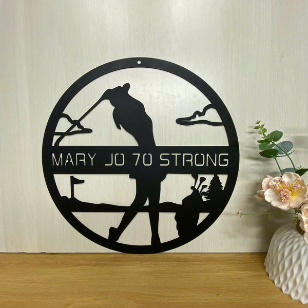 Custom Golfing Metal Wall Art, Personalized Name Female Golfer Metal Sign, Golf Ball 19th Hole Metal Sign, Golf Club Patio Metal Wall Hanging 'decor