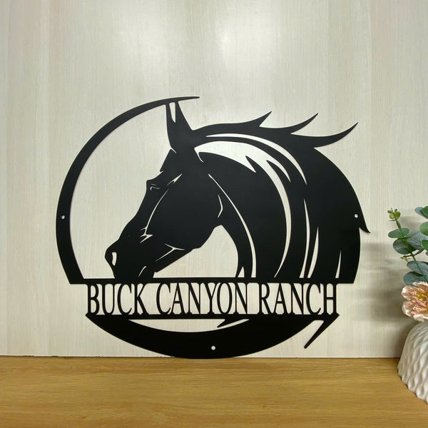Custom Horse Head Metal Wall Art Decor, Horse Ranch Metal Entrance Sign, Horse Farm Metal Wall Hanging, Horse Stable Front Door Metal Wall Decor