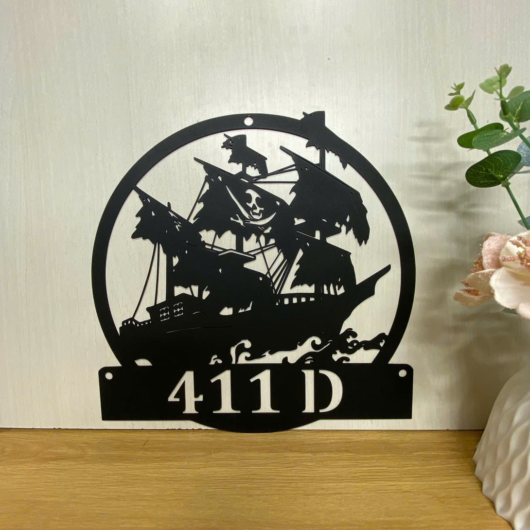 Custom Pirate Ship Metal Wall Art, Personalized Pirate Ship Metal Sign, Pirate Ship Captain Name Metal Sign, Nautical Pirate Ship Metal Wall Art Decor