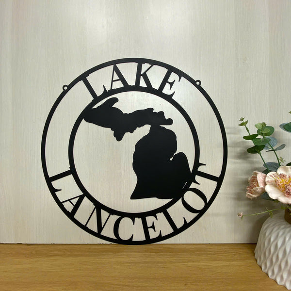 Custom Michigan Map Monogram Metal Wall Art, Personalized Michigan State Metal Name Sign Home Decor, Born In Michigan Metal Sign, Metal Michigan Sign