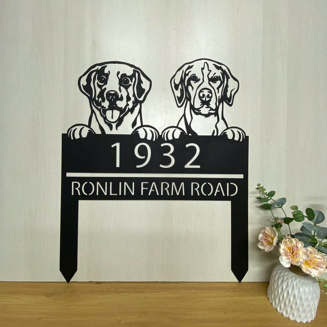 Personalized Dog Address Metal Stake, Custom Your Dogs Address Number Metal Yard Sign, Dogs Lovers Metal Lawn Sign, Address House Number Metal Stake