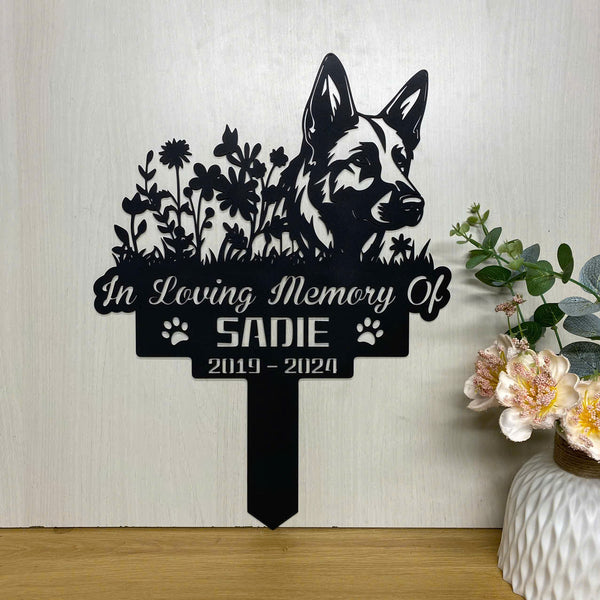 Personalized German Shepherd Memorial Garden Stake, In Loving Memory Of Dog Metal Grave Marker, Dog Metal Yard Sign, Pet Loss Remembrance Stake