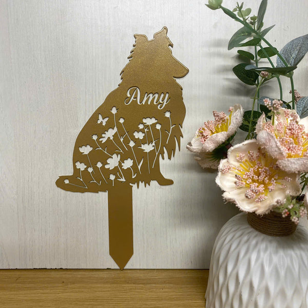 Custom Rough Collie Dog Memorial Metal Stake Sign, Pet Loss Metal Grave Marker Sign, In Loving Memory Dog Metal Stake, Dog Memorial Remembrance Stake
