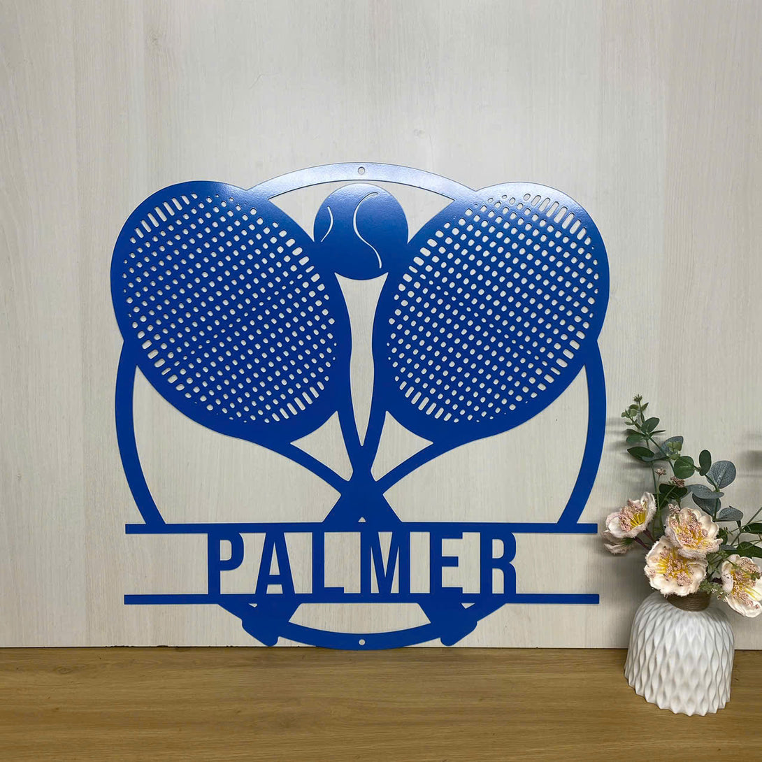 Custom Ball Racket Tennis Monogram Metal Wall Art, Personalized Tennis Player Metal Name Sign, Tennis Ball Racket Metal Sign,tennis Metal Wall Decor