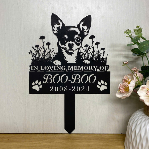 Personalized Baby Chihuahua Memorial Garden Stake, In Loving Memory Of Dog Metal Grave Marker, Pet Loss Remembrance Stake, Dog Metal Yard Sign