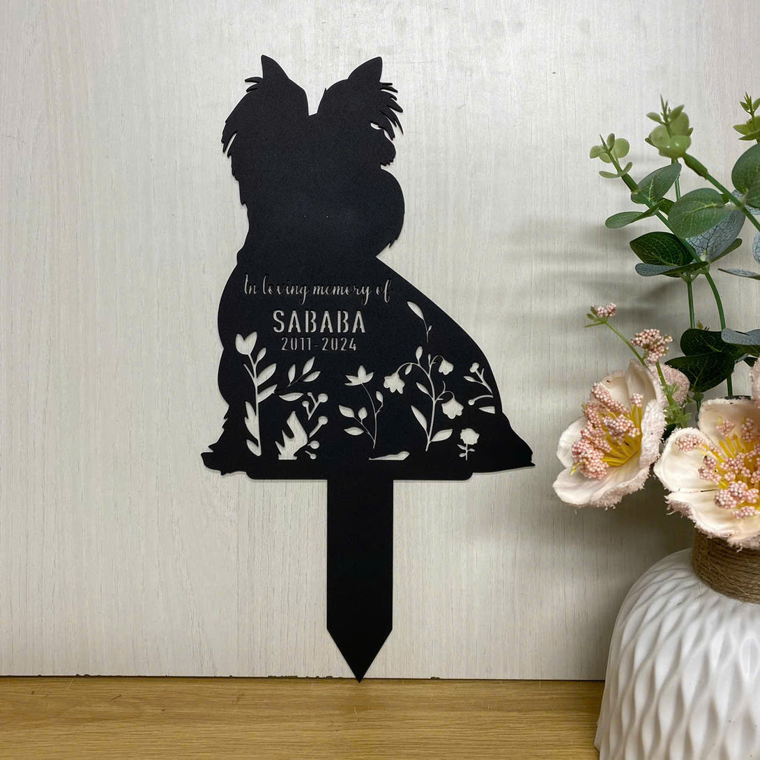 Personalized Yorkshire Terrier Memorial Garden Stake, Custom Yorkie Dog Metal Grave Marker, Pet Loss Remembrance Stake, Dog Lovers Metal Yard Sign