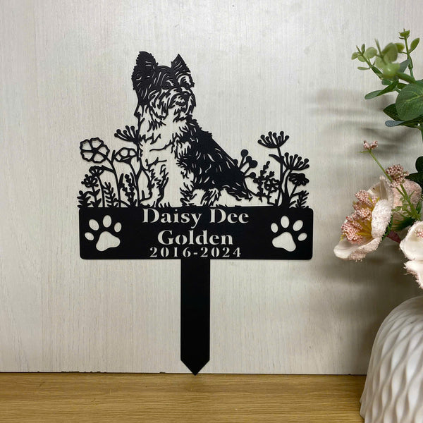 Personalized Cairn Terrier Dog Memorial Garden Stake, Custom Dog Memorial Metal Grave Marker, Pet Loss Remembrance Stake, Dog Lovers Metal Yard Sign