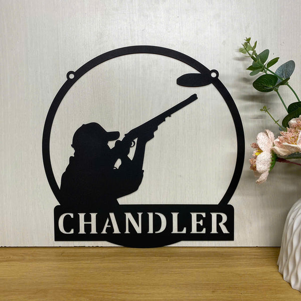Personalized Clay Pigeon Shooting Metal Sign, Cutom Clay Pigeon Shooting Metal Wall Art,clay Target Shooting Sign, Trap Shooting Sport Metal Name Sign