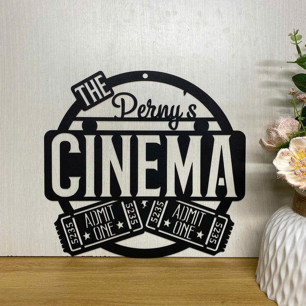 Custom Home Theater Metal Sign With Name, Movie Tickets Cinema Room Metal Wall Art, Personalized Movie Theatre Metal Sign, Movie Geek Metal Wall Art