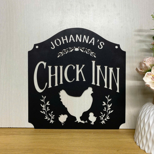 Personalized Name Chicken Farm Metal Sign, Chicken Hen House Metal Farm Sign, Custom Chicken Coop Metal Wall Art, Poultry Farm Coop Metal Decor