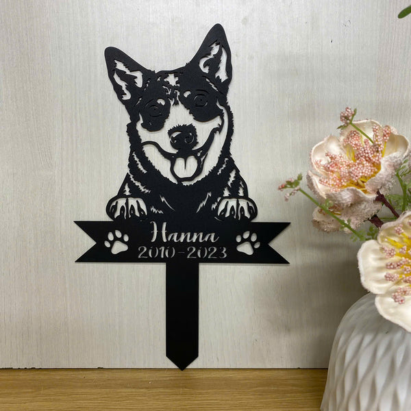 Personalized Australian Cattle Dog Memorial Garden Stake, Pet Loss Remembrance Stake, In Loving Memory Of Dog Metal Grave Marker, Dog Metal Yard Sign