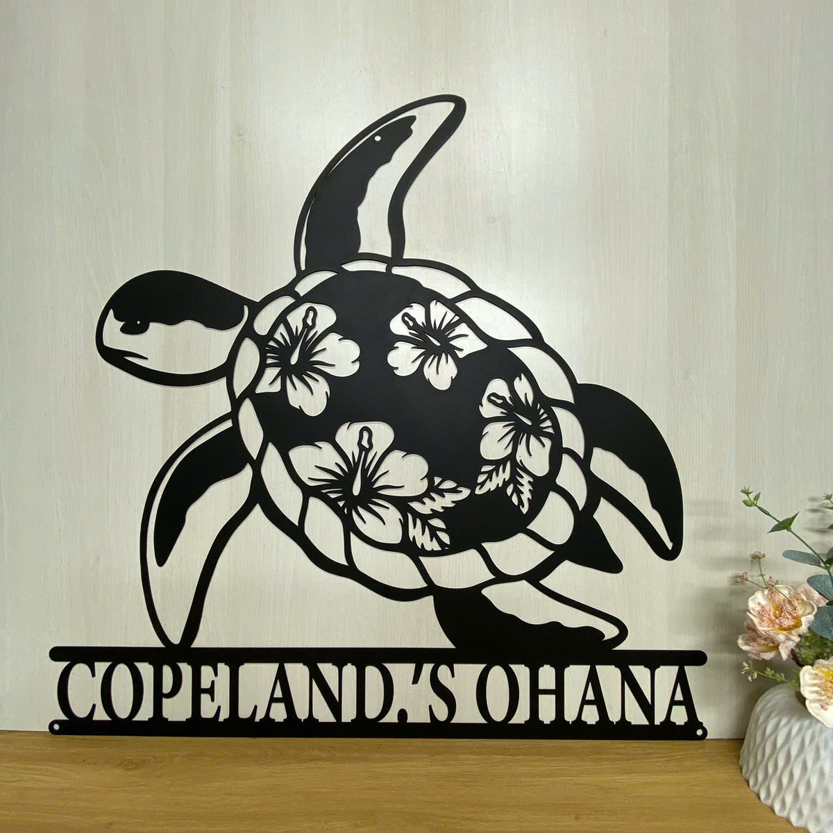 Turtle Initial Monogram Personalized Floral Sea Turtle Monogram Metal Name Sign, Sea Turtle Be ...