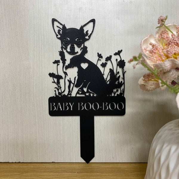 Personalized Chihuahua Memorial Metal Garden Stake, In Loving Memory Dog Metal Grave Marker, Pet Loss Remembrance Stake, Dog Metal Yard Sign