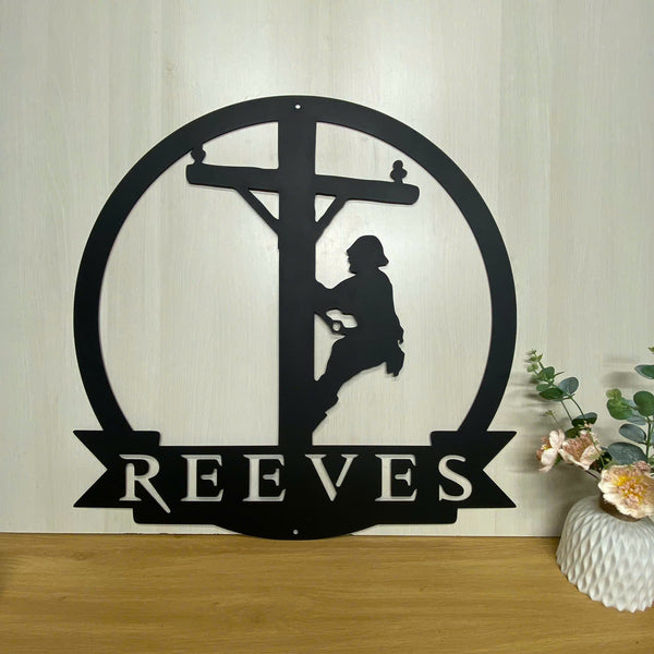 Custom Lineman Metal Wall Art, Personalization Electrician Metal Name Sign, Electrical Worker Metal Art, Line Worker Metal Sign, Metal Lineman Sign