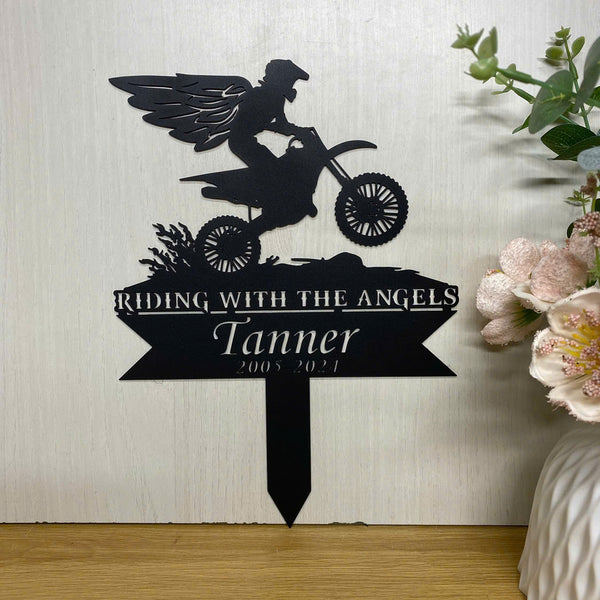 Custom Motorcycle Memorial Metal Stake, Dirtbike Motocross Biker Metal Garden Stake, Motorbiker Metal Grave Marker, Motorcycle Sympathy Metal Sign