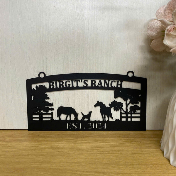 Custom Farmhouse Entrance Metal Wall Sign, Personalized Farm Animals Metal Sign, Metal Cattle Horse Farm Sign, Home Farm Ranch Metal Sign Decor