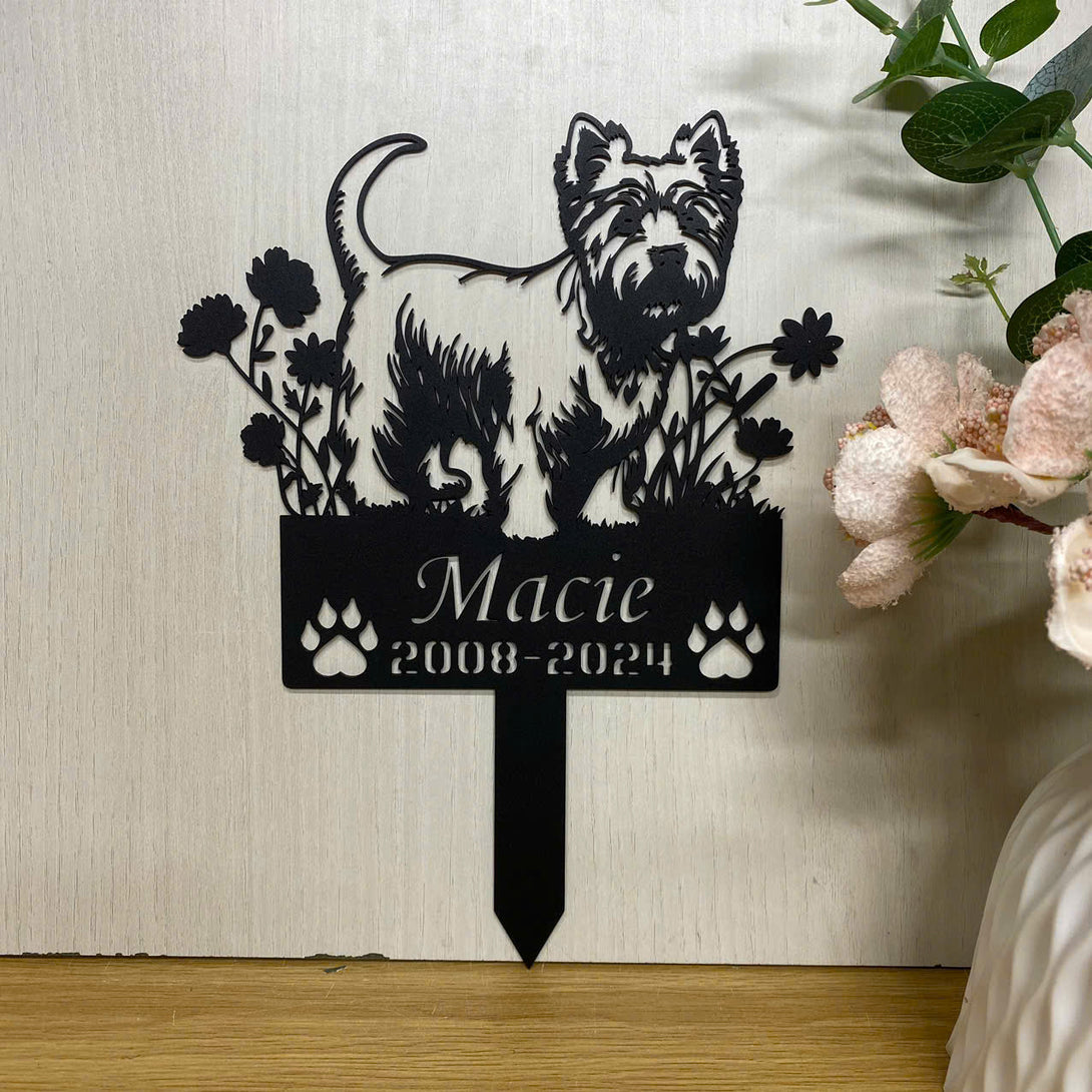 Custom West Highland White Terrier Dog Memorial Metal Stake, Personalized Dog Metal Grave Marker, Dog Loss Sympathy Sign, Pet Loss Remembrance Stake