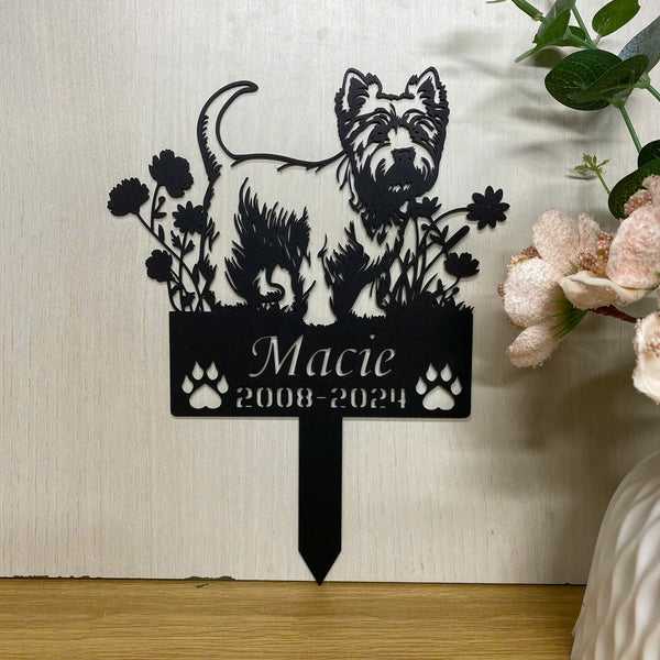 Custom West Highland White Terrier Dog Memorial Metal Stake, Personalized Dog Metal Grave Marker, Dog Loss Sympathy Sign, Pet Loss Remembrance Stake