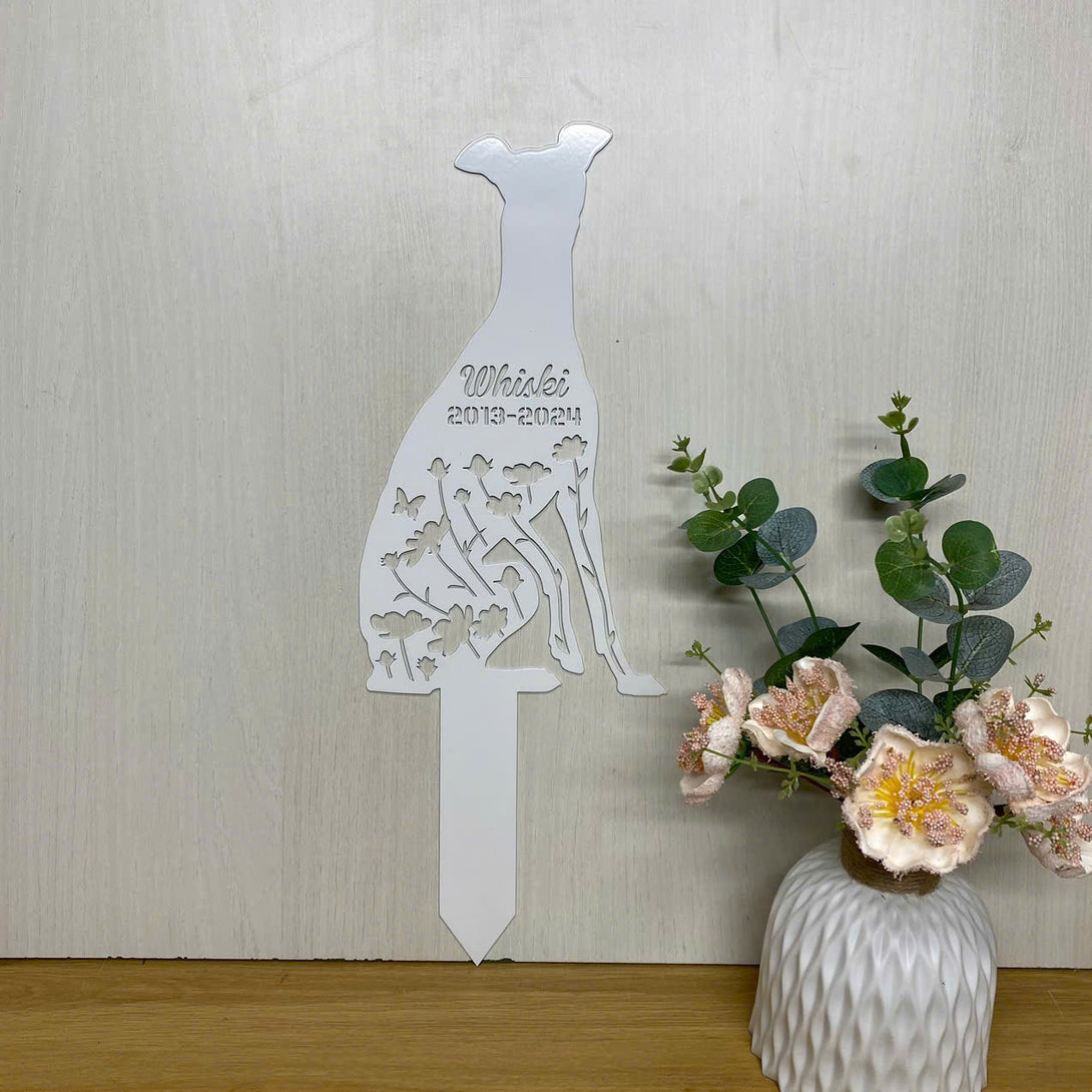 Personalized Greyhound Dog Memorial Garden Stake, Custom Dog Metal Grave Marker, Greyhound Dog Metal Yard Sign, Pet Loss Remembrance Metal Stake