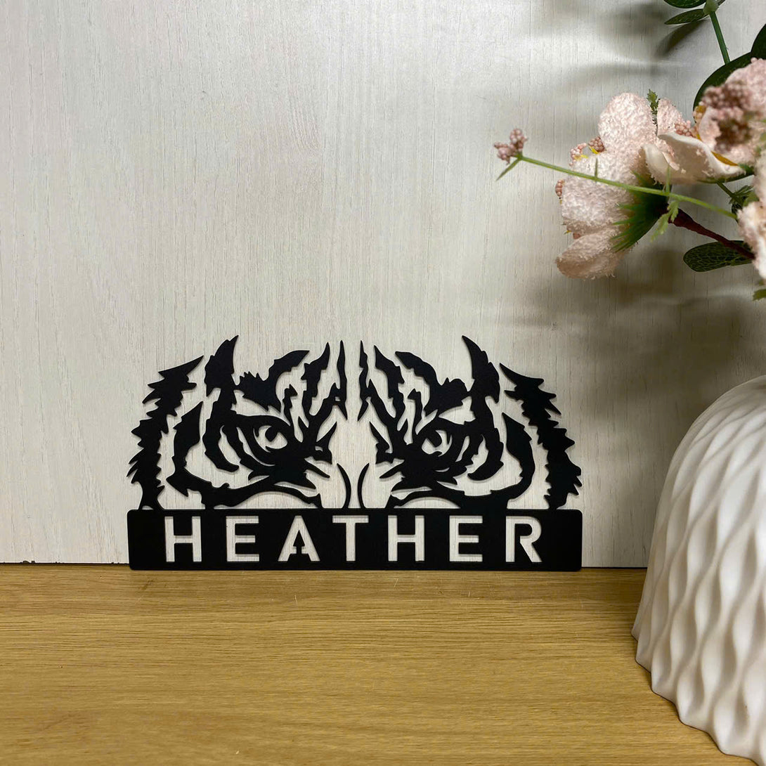 Eye Of The Tiger Metal Wall Art, Custom Tiger Eyes Metal Name Sign, Personalized Name Tiger Metal Wall Art, Mighty Tiger Wild Animal Metal Wall Decor