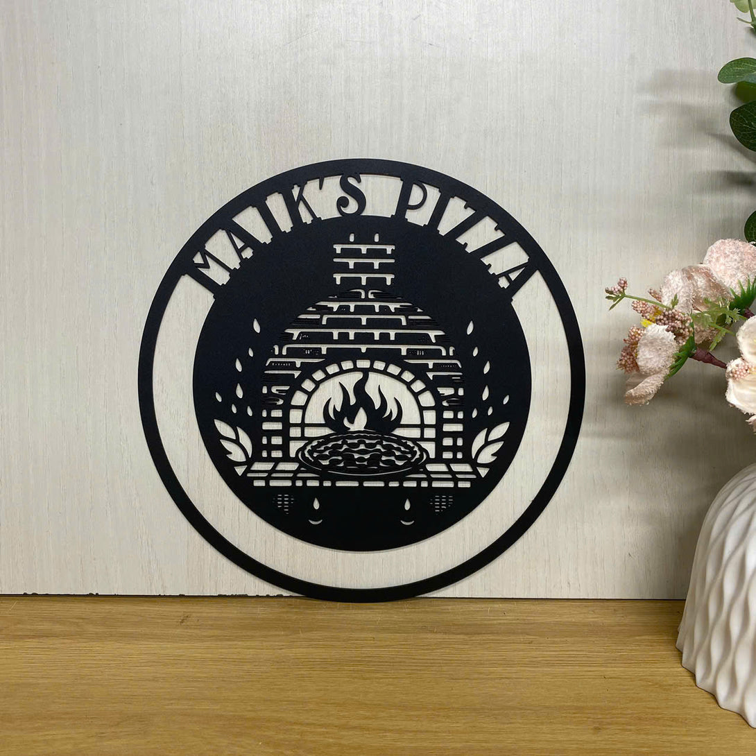 Custom Pizza Oven Monogram Metal Sign Wall Art, Personalized Pizza Oven Chef Name Metal Sign, Brick Oven Pizza Grill Sign, Kitchen Wall Home Decor