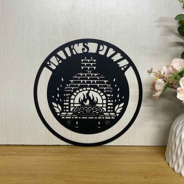 Custom Pizza Oven Monogram Metal Sign Wall Art, Personalized Pizza Oven Chef Name Metal Sign, Brick Oven Pizza Grill Sign, Kitchen Wall Home Decor