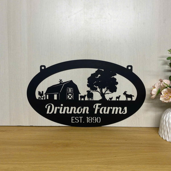 Custom Farm Barn Ranch Metal Wall Hanging Art, Personalized Family Name Metal Farm Sign, Farm Animals Metal Entrance Sign, Farm Ranch Metal Wall Decor