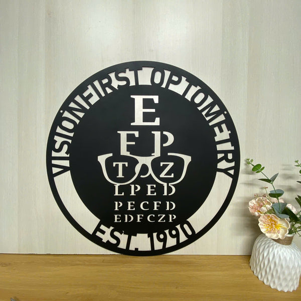 Personalized Name Optician Metal Wall Art, Optometrist Office Metal Wall Sign, Eye Clinic Doctor Metal Name Sign, Eyewear Store Metal Wall Decor