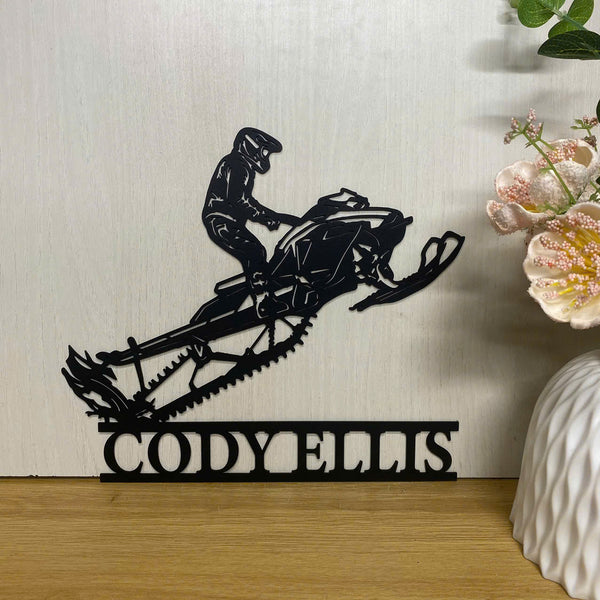 Custom Snowmobile Sport Metal Wall Art, Personalized Snowmobile Riding Metal Sign With Name, Ski-doo Winter Game Man Cave Metal Wall Sign Decor