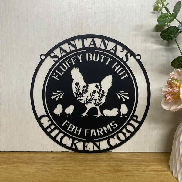 Customized Chicken Farm Monogram Metal Name Sign, Personalized Family Name Hens House Metal Farm Sign, Chicken Coop Metal Sign For Farm House