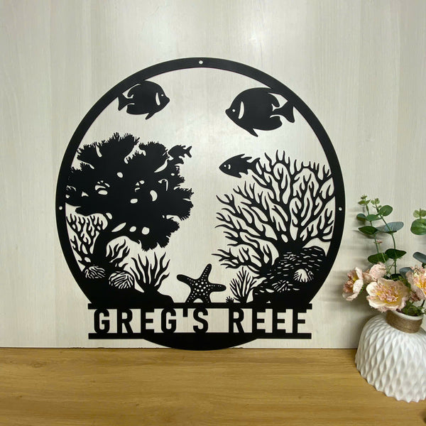 Custom Sea Animals Coral Reef Metal Wall Art Decor, Fish Coral Reef Tank Metal Sign, Aquarium Beach House Metal Decor, Coral Sea Fish Lover Metal Sign