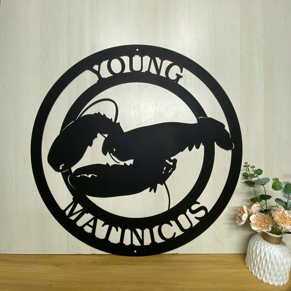 Custom Lobster Monogram Metal Wall Hanging Art, Personalized Lobster Metal Name Sign, Lobster Crawfish Sign, Nautical Beach House Metal Wall Decor