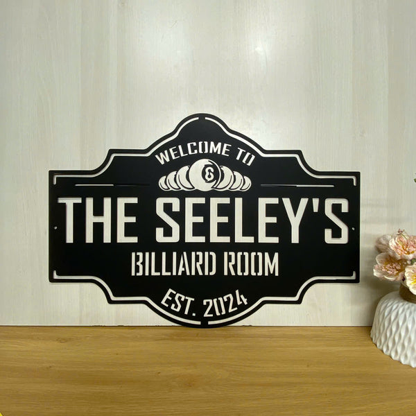 Personalized Billiards Room Metal Sign Wall Hanging, Custom Billiards Metal Wall Art, Pool Game Metal Sign, Billiards Room Game Zone Metal Sign Decor