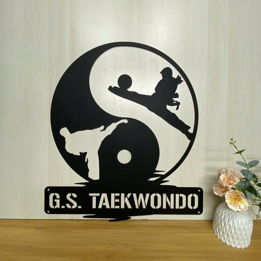 Personalized Taekwondo Martial Metal Wall Art, Custom Martial Arts Instructor Metal Name Sign, Taekwondo Yin Yang Sign, Martial Art Metal Wall Hanging