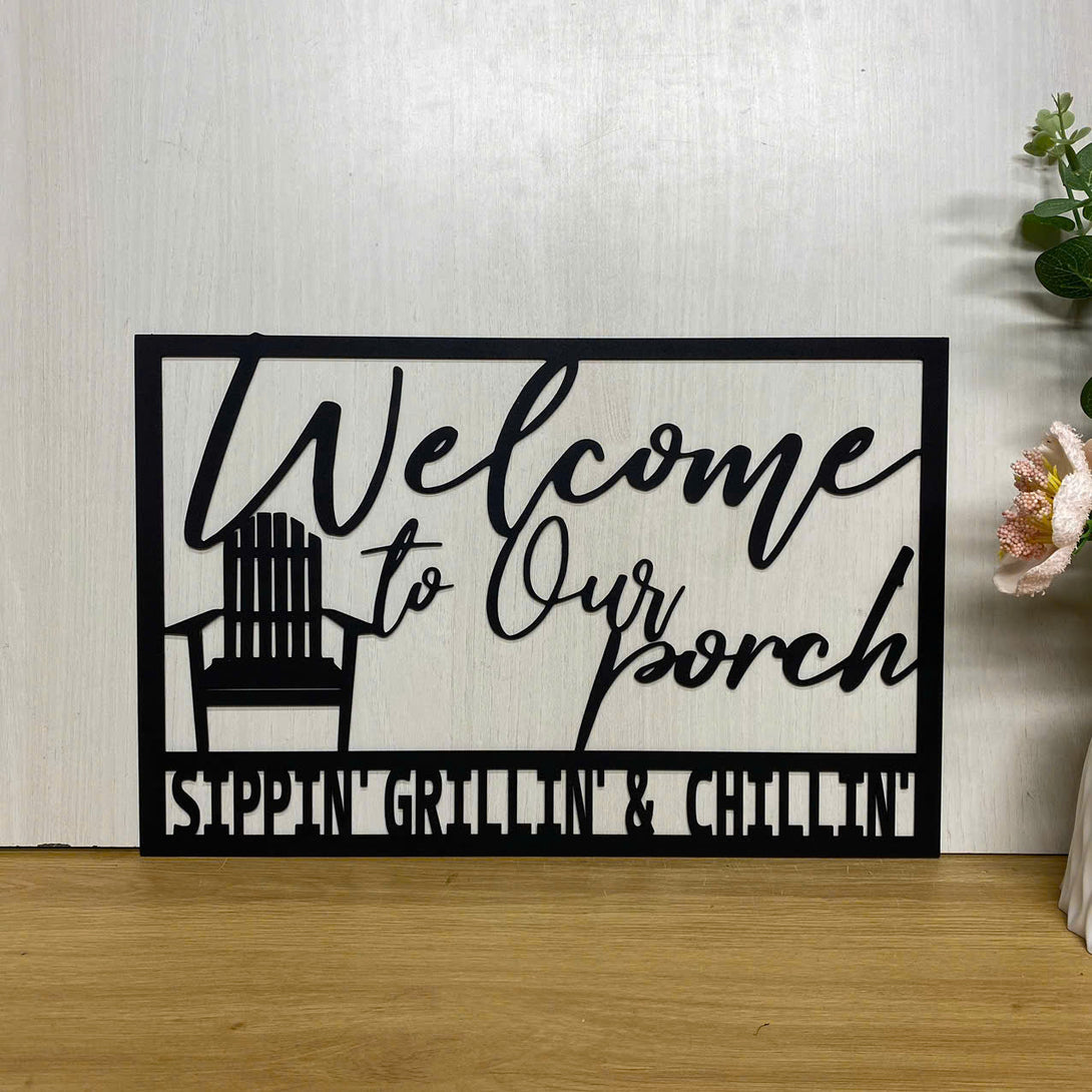 Welcome To Our Porch Metal Sign, Metal Greeting Sign, Housewarming Gift, Welcome Sign Metal Home Decor, Front Porch Metal Art, Welcome Metal Sign
