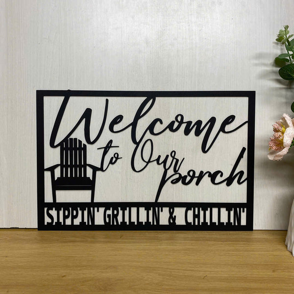 Welcome To Our Porch Metal Sign, Metal Greeting Sign, Housewarming Gift, Welcome Sign Metal Home Decor, Front Porch Metal Art, Welcome Metal Sign